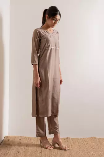 Pale Nude Khair Straight Fit  Suit Set