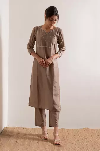 Pale Nude Khair Straight Fit  Suit Set