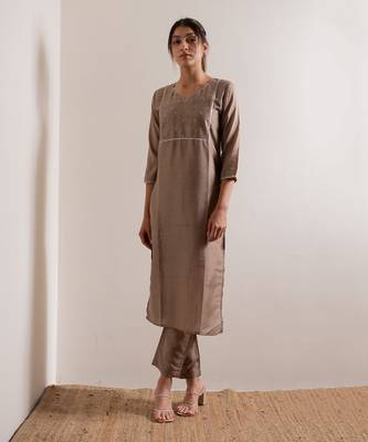 Pale Nude Khair Straight Fit  Suit Set 5