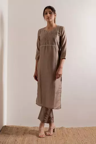 Pale Nude Khair Straight Fit  Suit Set