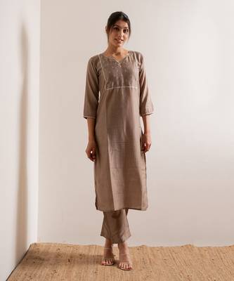 Pale Nude Khair Straight Fit  Suit Set 6