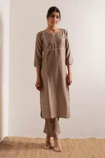 Pale Nude Khair Straight Fit  Suit Set