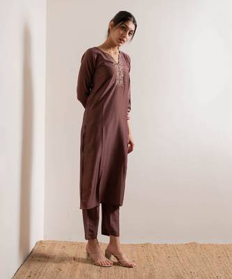 Rust Maroon Karisa Straight Fit  Suit Set 3