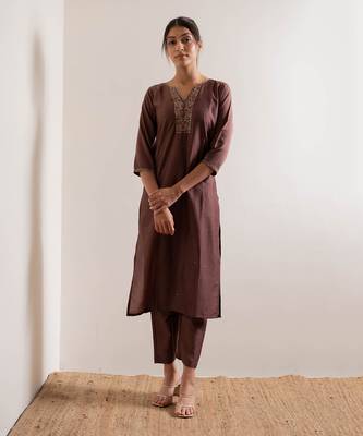 Rust Maroon Karisa Straight Fit  Suit Set 4