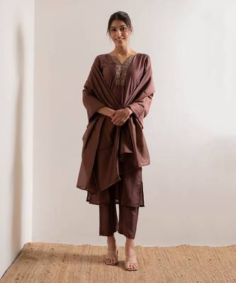 Rust Maroon Karisa Straight Fit  Suit Set 1