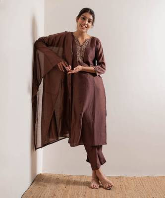 Rust Maroon Karisa Straight Fit  Suit Set 5