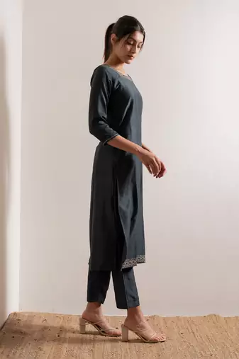 Turquoise Blue Nisaar Straight Fit  Suit Set