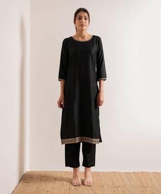 Black Zeenat Straight Fit  Suit Set 2