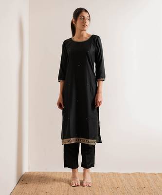 Black Zeenat Straight Fit  Suit Set 3