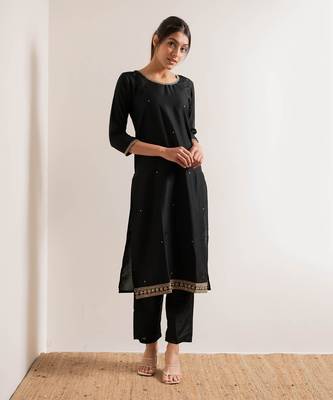 Black Zeenat Straight Fit  Suit Set 5