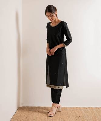 Black Zeenat Straight Fit  Suit Set 6