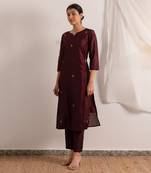 Maroon Sara Straight Fit Kurta Set