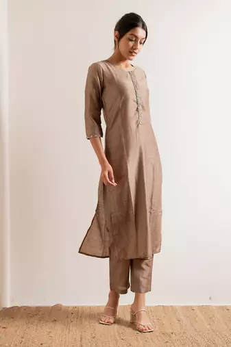 Pale Nude Grace Straight Fit Kurta Set