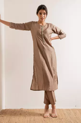 Pale Nude Grace Straight Fit Kurta Set