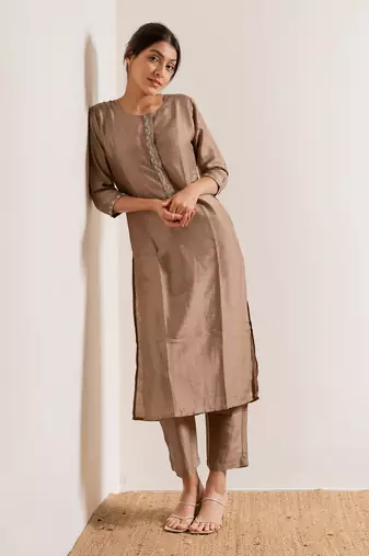 Pale Nude Grace Straight Fit Kurta Set