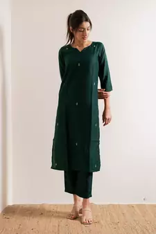 Green Rukh Straight Fit Kurta Set
