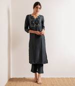 Midnight Blue Midnight Straight Fit Kurta Set