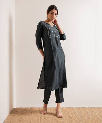 Midnight Blue Midnight Straight Fit Kurta Set 2