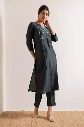 Midnight Blue Midnight Straight Fit Kurta Set