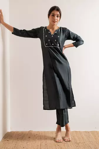 Midnight Blue Midnight Straight Fit Kurta Set