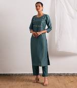 Ice Blue Falak Straight Fit Kurta Set