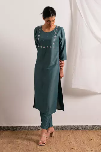 Ice Blue Falak Straight Fit Kurta Set