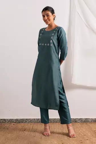 Ice Blue Falak Straight Fit Kurta Set