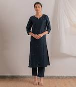 Navy Blue Heer Straight Fit Kurta Set