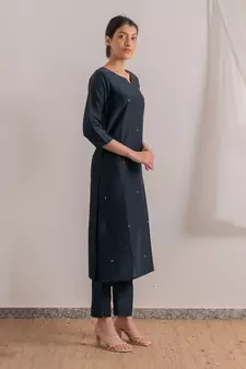 Navy Blue Heer Straight Fit Kurta Set