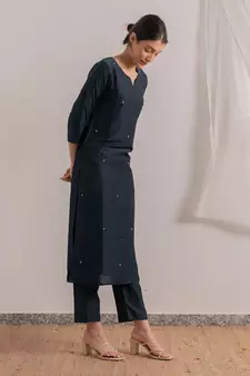 Navy Blue Heer Straight Fit Kurta Set