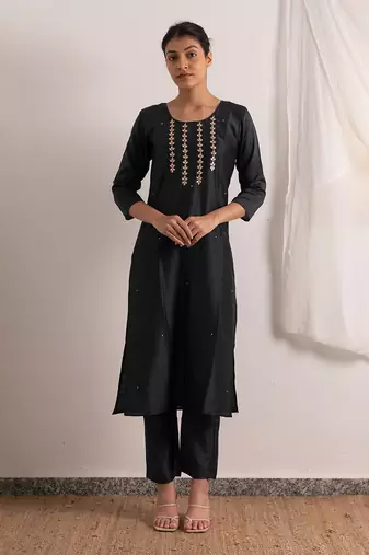 Midnight Blue Blues Straight Fit Kurta Set
