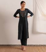 Midnight Blue Blues Straight Fit Kurta Set