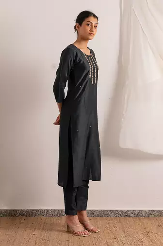Midnight Blue Blues Straight Fit Kurta Set