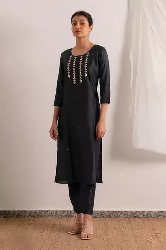 Midnight Blue Blues Straight Fit Kurta Set