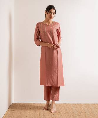 Coral Coral Straight Fit Kurta Set 1