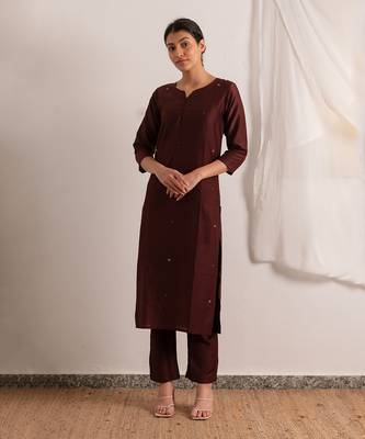 Maroon Raazi Straight Fit Kurta Set 1