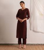 Maroon Raazi Straight Fit Kurta Set