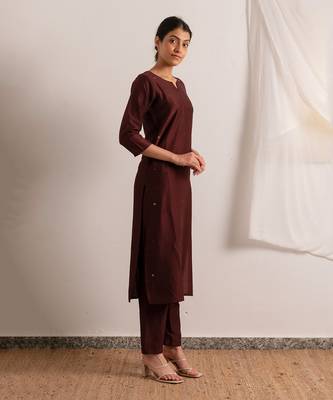 Maroon Raazi Straight Fit Kurta Set 2