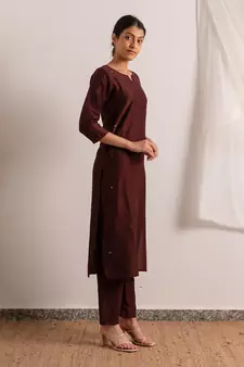 Maroon Raazi Straight Fit Kurta Set
