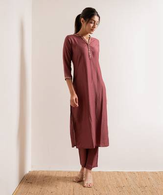 Dusty Pink Gulabi Straight Fit Kurta Set 1