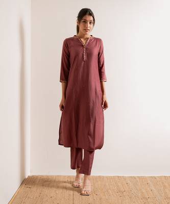 Dusty Pink Gulabi Straight Fit Kurta Set 2