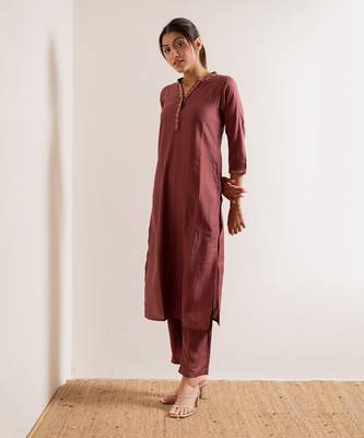 Dusty Pink Gulabi Straight Fit Kurta Set 3