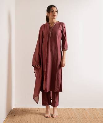 Dusty Pink Gulabi Straight Fit Kurta Set 4