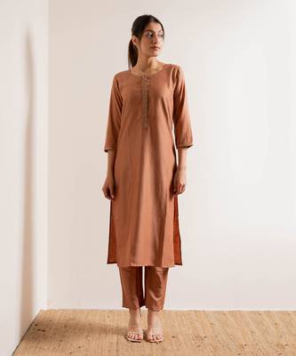 Dusty Orange Chaap Straight Fit Kurta Set 3
