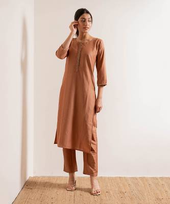 Dusty Orange Chaap Straight Fit Kurta Set 5
