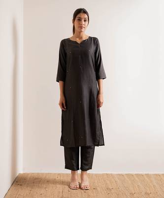 Steel Black Tara Straight Fit Kurta Set 2