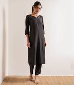 Steel Black Tara Straight Fit Kurta Set