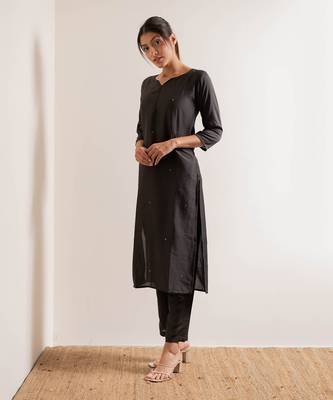 Steel Black Tara Straight Fit Kurta Set 5