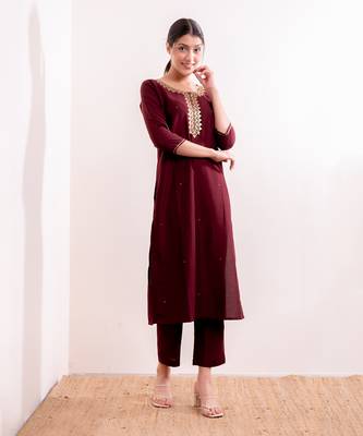 Maroon Saba Straight Fit Kurta Set 4