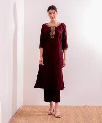 Maroon Saba Straight Fit Kurta Set 5